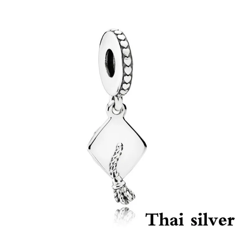 

2019 NEW 100% Sterling Thai Silver Retro 791892 GRADUATION CAP HANGING CHARM Limited Edition Original Women's Gift Jewelry