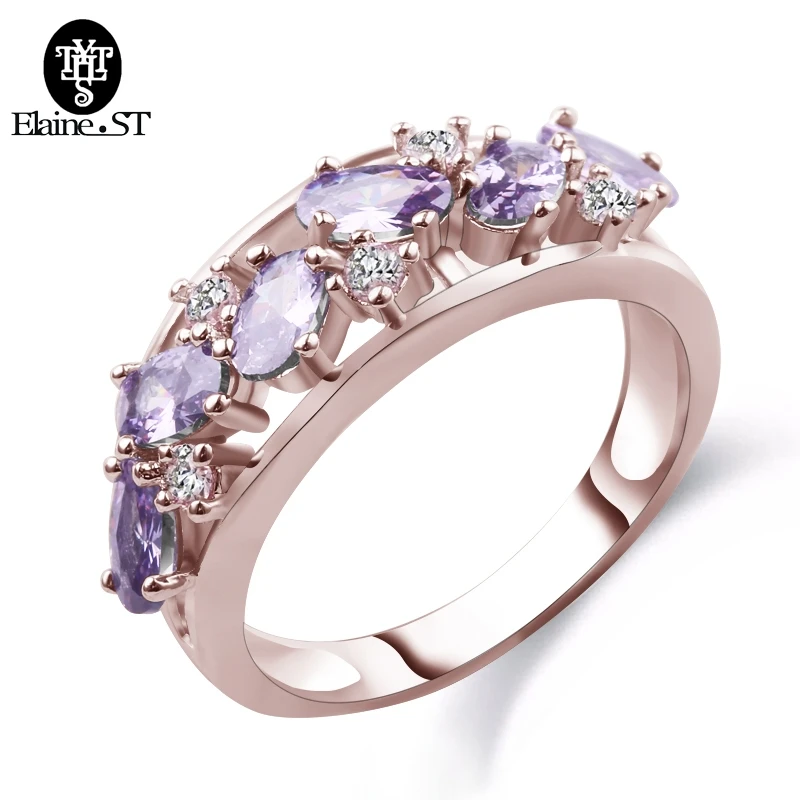 

Trendy Copper Alluring Brilliant Marquise Stackable Rings Compatible with Women Fashion Jewelry Beauty Gift