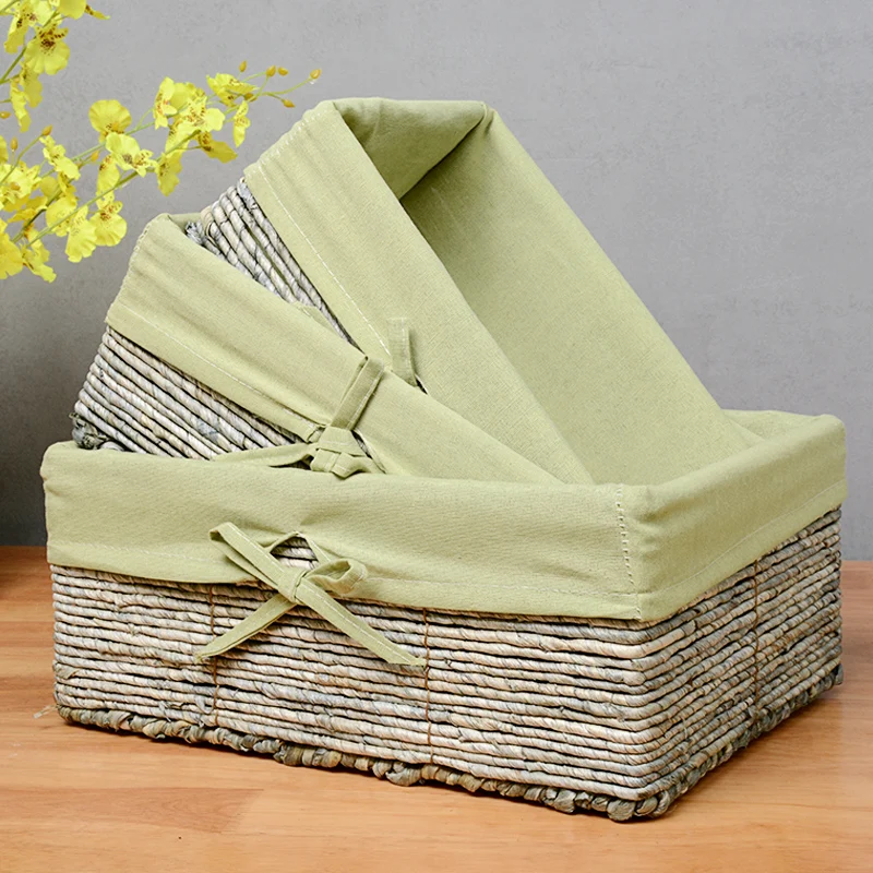 

Basket of dirty clothes fake rattan woven cosmetic storage baskets for toys straw snack organizer kitchen boxes with lining