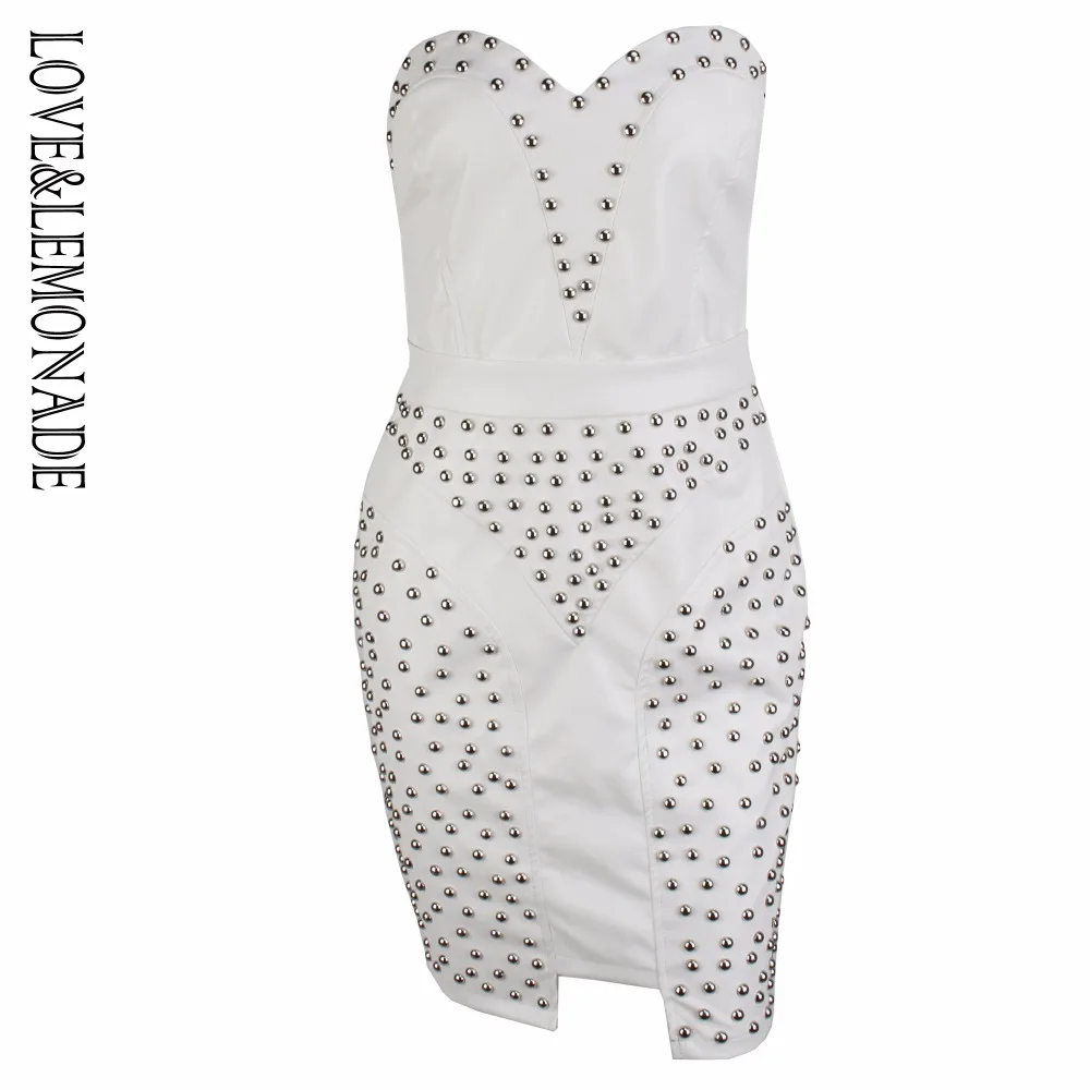 Love& Lemonade белое приталенное платье из искусственной кожи с v-образным вырезом LM0579