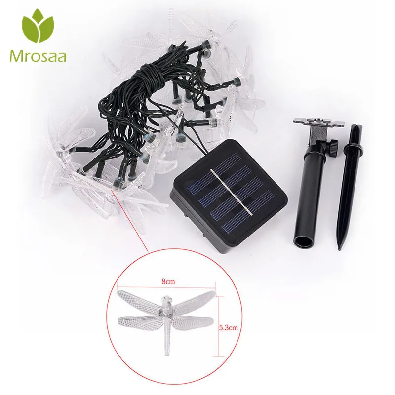 

Mrosaa 20 LED Dragonfly Colorful String Lights Christmas Solar Night Garden Home Party Decoration night Christmas Lamp