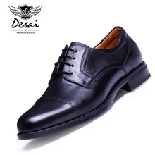 DESAI Marca 2017 Italia Diseño Vintage Para Hombre Oxford Zapatos Formales Del Banquete de Boda de Lujo Real de Cuero Genuino Hombres Zapatos de Tamaño 38-43