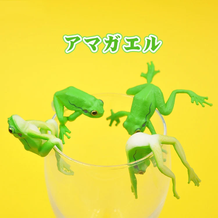 Японская оригинальная игрушка вкладыш Милая Лягушка на краю чашки PUTITO фигурки