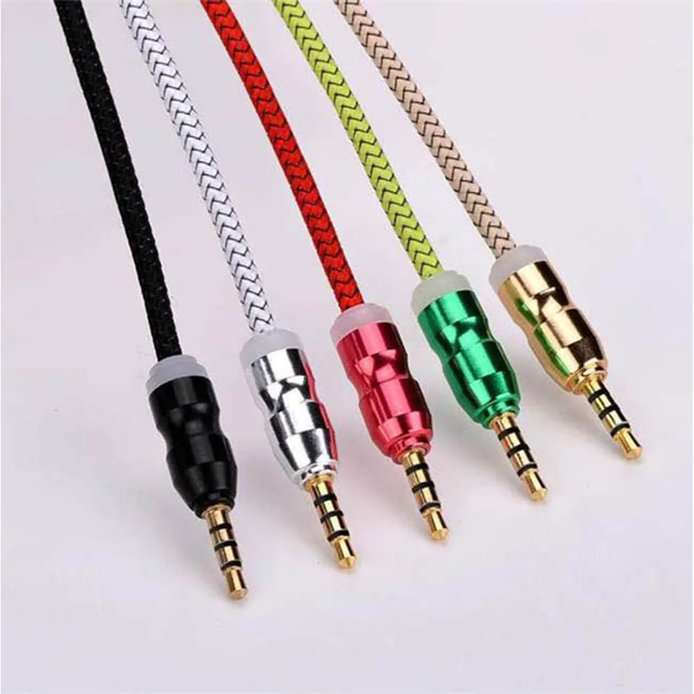 

1PC 1m Braid Copper Wire Jack Audio Cable 3.5 mm to 3.5mm Aux Cable Male to Male Car Aux For Computer Car MP3 Cable