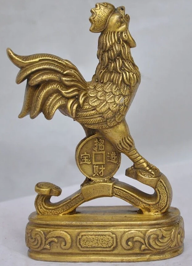

Chinese Collect Decoration Bronze Wishful Chicken Wealth Statue