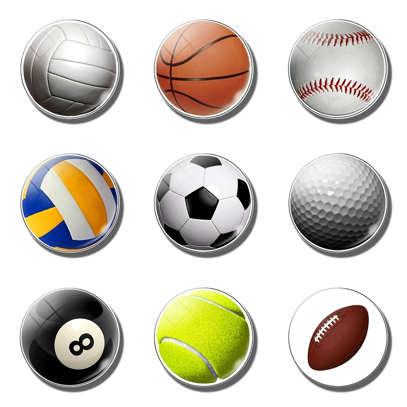 

Football decorative refrigerator magnets movement Soccer basketball tennis ball 30MM fridge magnet for kids message board