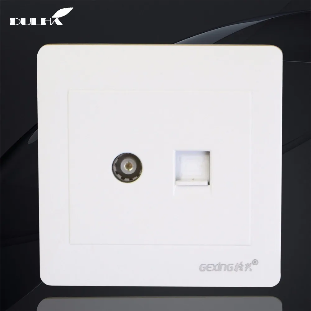 

Telephone And Television Wall Socket Double Port Universal Electrical TV Aerial Socket + RJ11 Jack Plug TEL Outlet Free Shipping