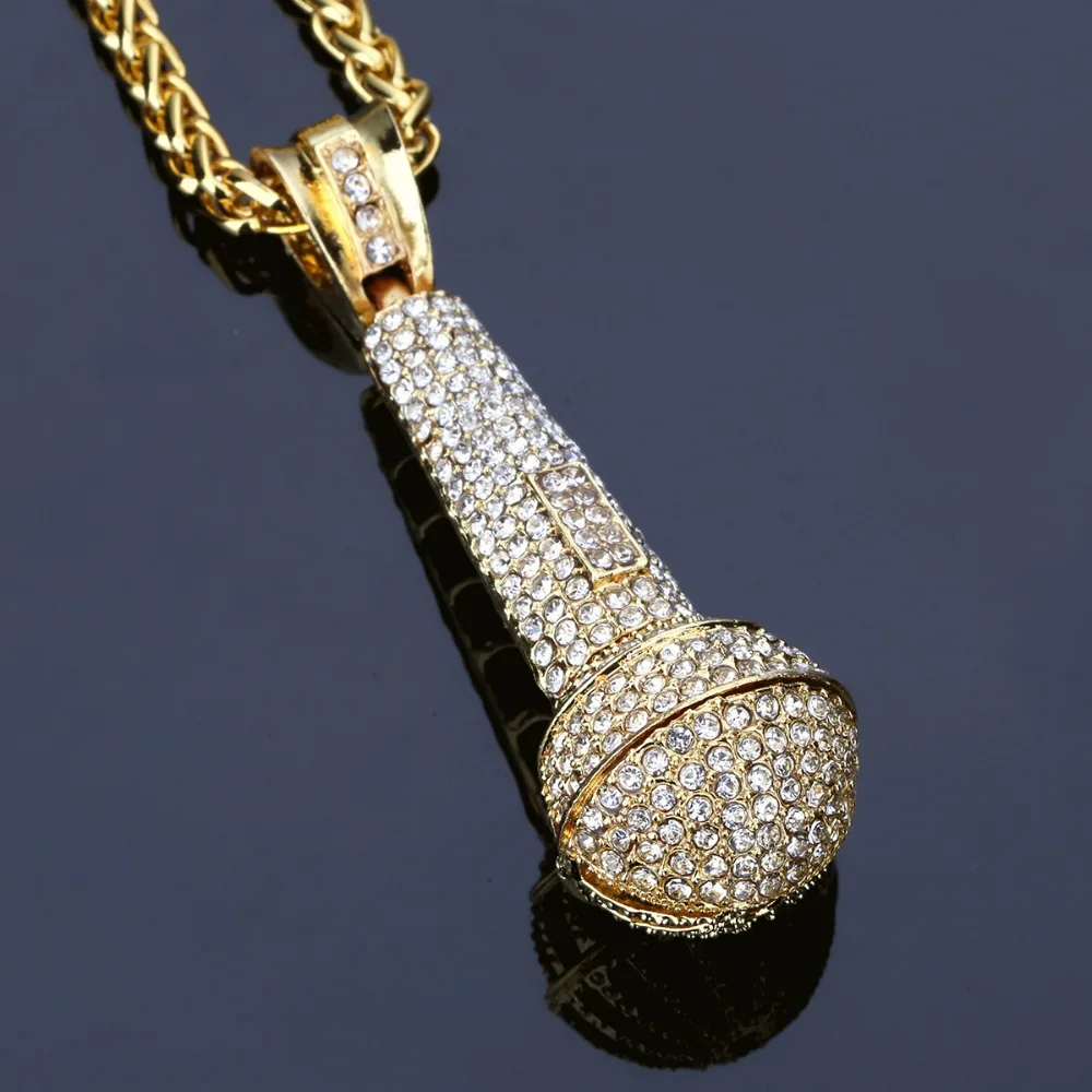 High quality Fashion Microphone created Pendants Necklaces hip hop