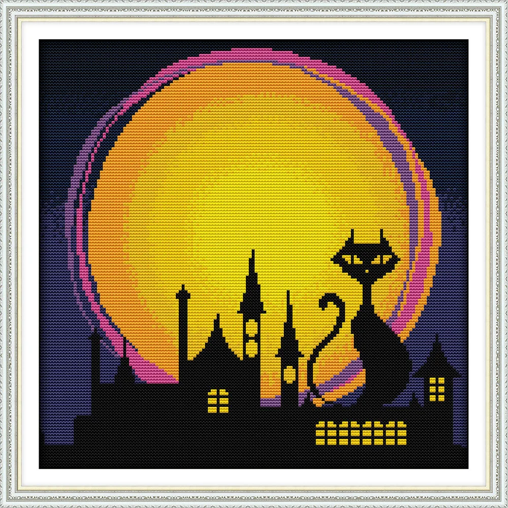 

The night of Halloween (2) counted printed on fabric DMC 14CT 11CT Cross Stitch kitsembroidery needlework Sets Home Decor
