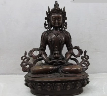 

bir 003557 Tibet purple Bronze Red Copper Longevity Amitayus Kwan-Yin GuanYin Buddha Statue