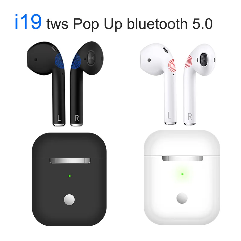 

Pop Up i19 TWS mini air Pods Wireless headset Bluetooth 5.0 Earphones i7S Earbuds XY ear pods PK i10 i12 i18 i30 i60 W1 Chip