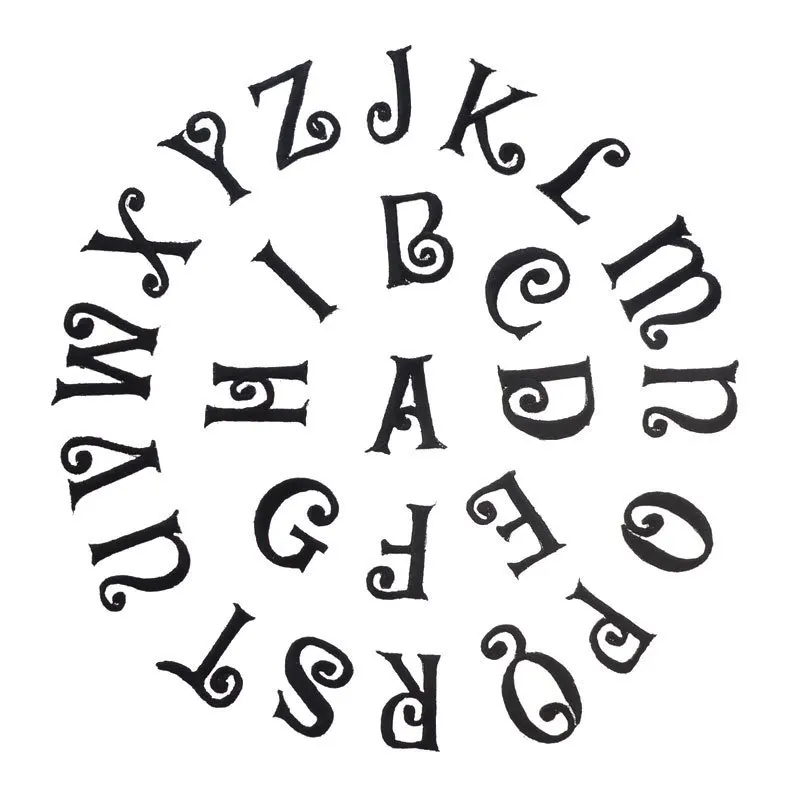 

Pure Black English Alphabet Embroidered Letter Patches Iron On Applique Badge Jacket Clothes Stickers For Clothing T Shirt Bag