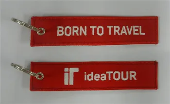 

Born To Travel Idea Tour Embroidered Keychain with Customized Embroidered Logo, Accept Any Color and Size