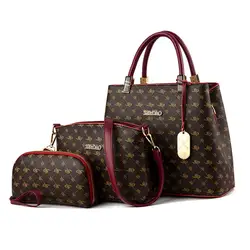 Для женщин кожаная сумка Винтаж плеча Crossbody Композитный сумка-тоут дамы для матери роскошные Bolsas