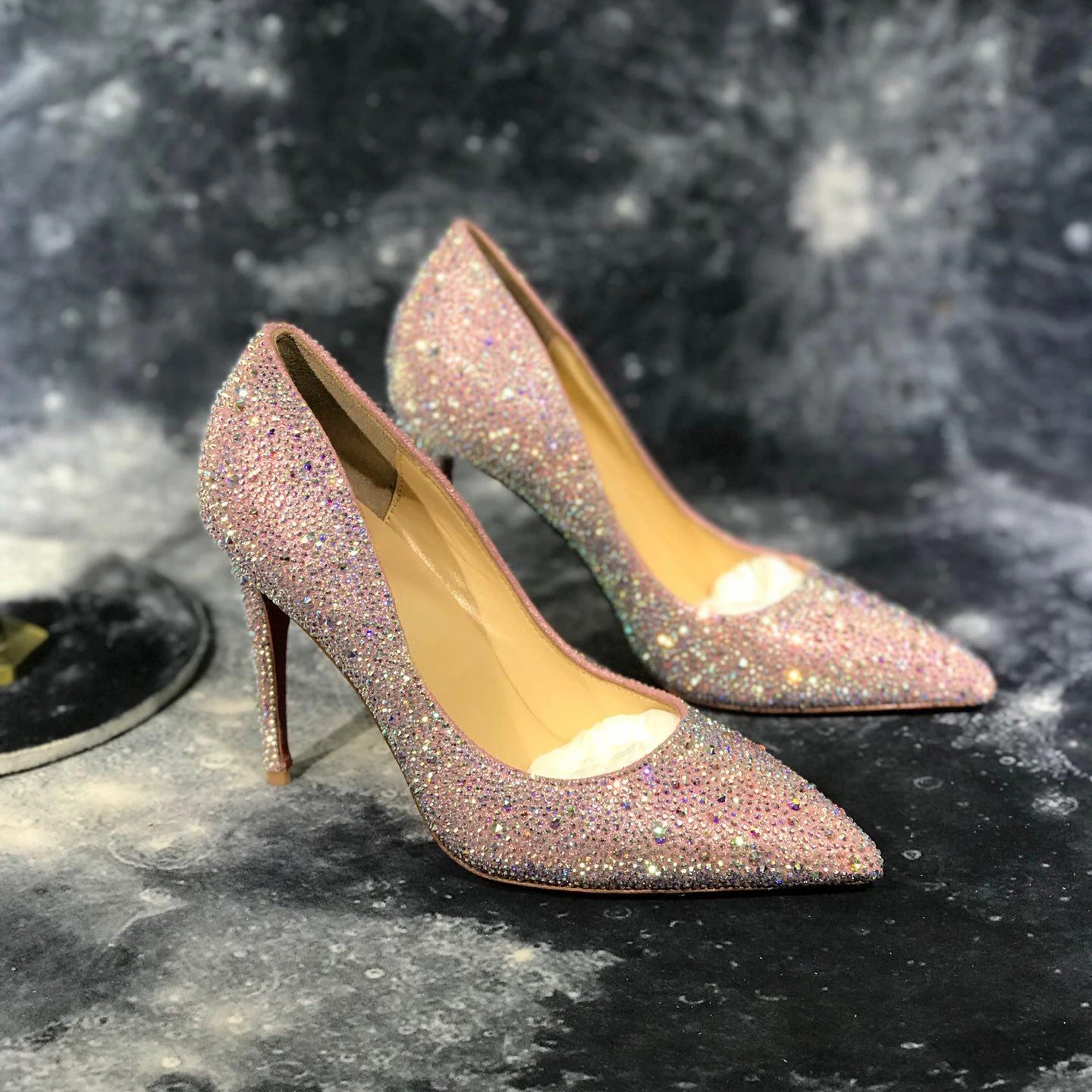 

Luxury Designers Brand Glitter Bling Bling Wedding Shoes Bride 12cm Heels Pumps Real Leather Shoes Woman Runway Party Shoes