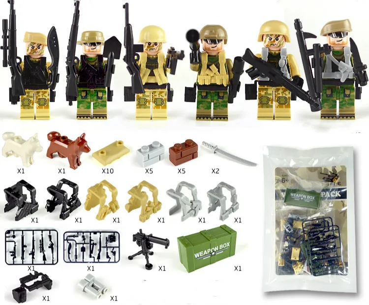 

Weapon Pack Gun Building Blocks City Police Swat Team WW2 Soldier Accessory Figure Series Toys LegoINGlys Military Army 1601A/B