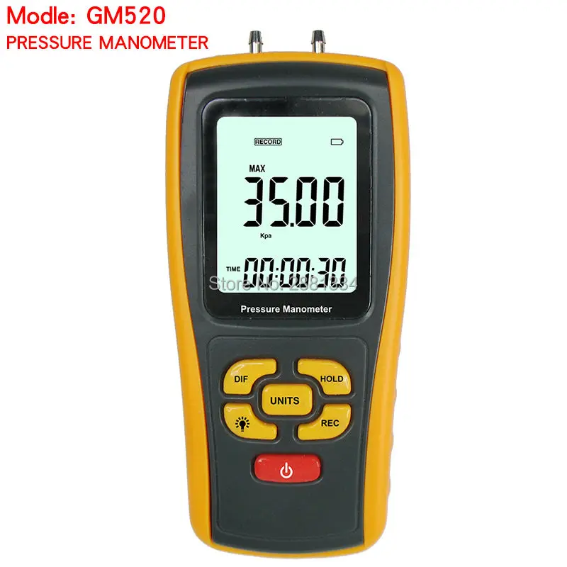 GM520 Portable USB Digital LCD Pressure Manometer Gauge Measuring Range