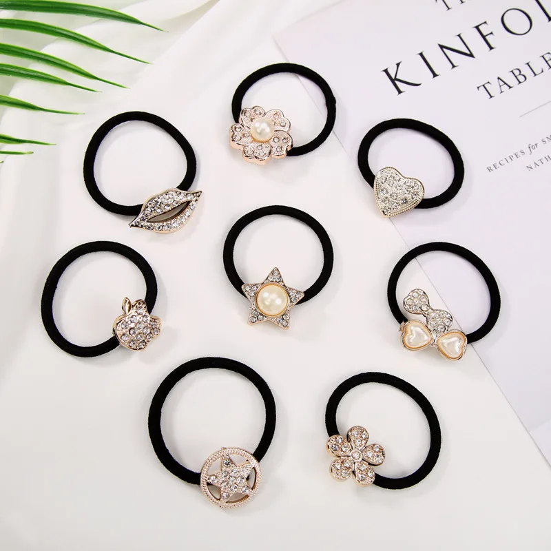 

15 Kinds Elastic Hair Bands Ponytail Holder Simulated Pearl Flower Star Bow Gum Hair Accessories for Kids Women Headwear