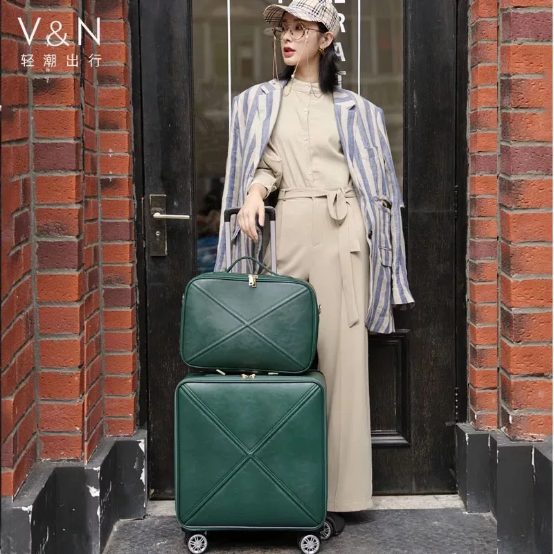 Suitcases High Quality 16 24 Inch Retro Women Luggage Travel Bag