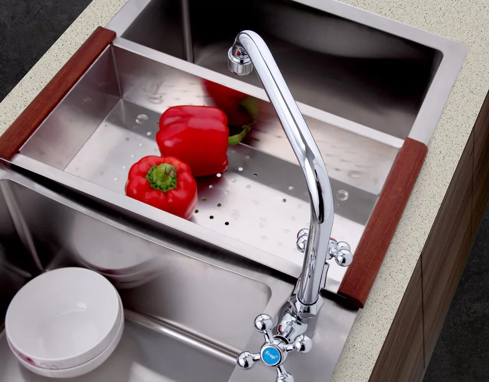 Frap стильный 360 градусов вращение видео регистратор в корпусе из цинкового сплава Кухня раковина кран для горячей и холодной воды ручка разделения краны F4019
