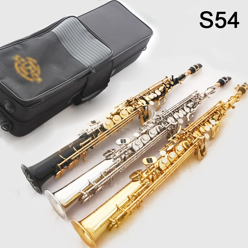 Brand Selme R54 soprano saxophone B flat Lacquer gold silver plate