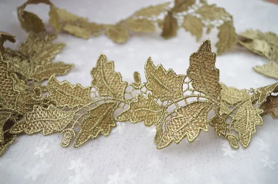 

Metallic Gold Lace Trim Gold Crochet Lace With Leaves,Christmas Decoration