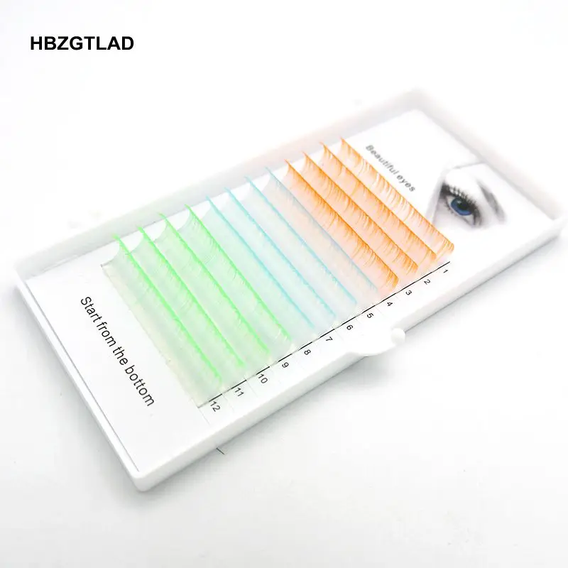 HBZGTLAD Новые Накладные ресницы C/D 8 15 мм градиентные синие зеленые оранжевые