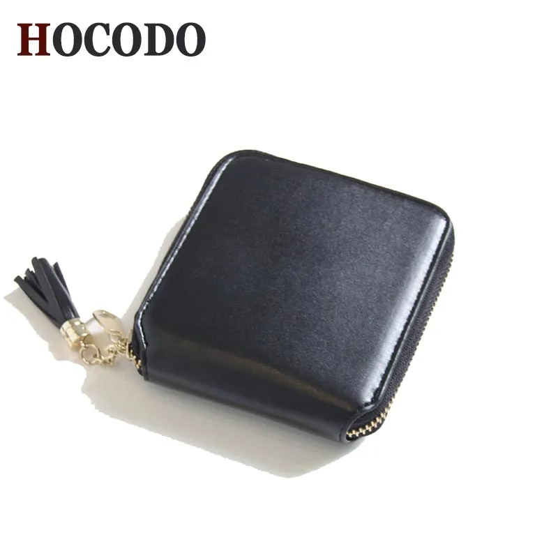 

HOCODO Small Quality Pu Leather Ladies Mini Wallet Fashion Tassel Short Wallet Solid Color Women'S Wallet Credit Card Bag Purse