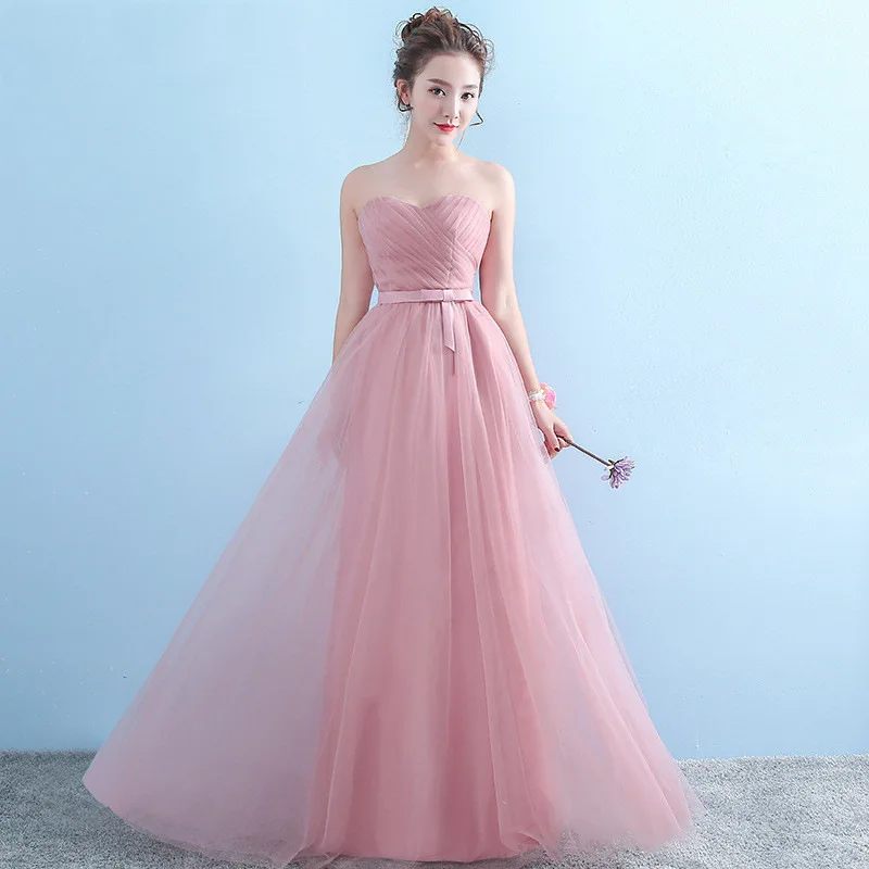

2018 New Women's Evening Formal Shoulderless Ankle-length Solid A-line Dress