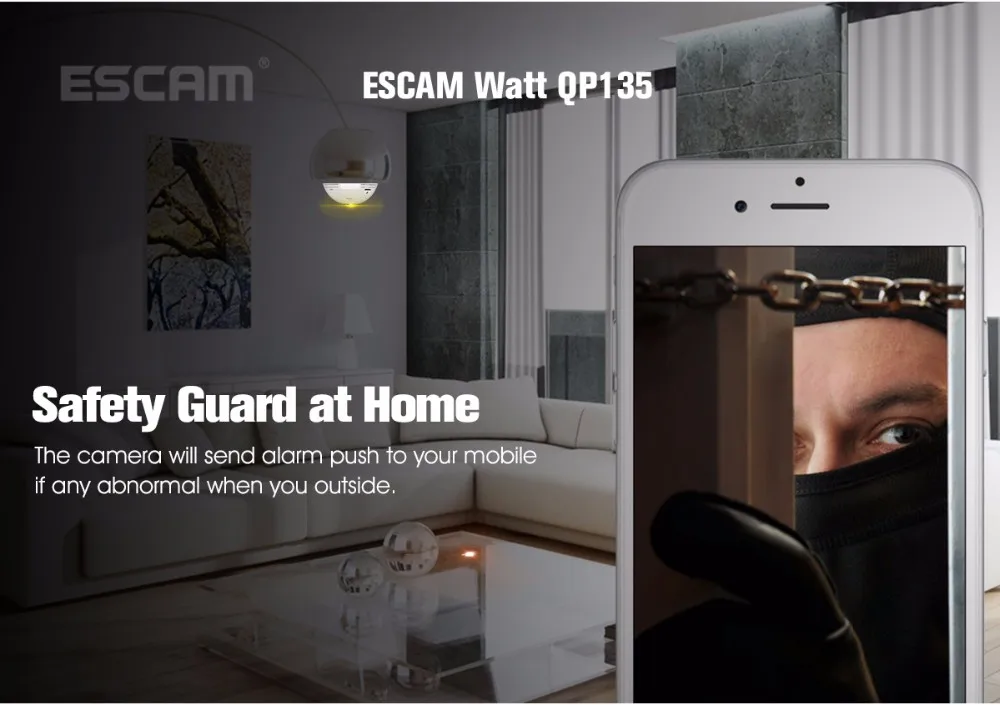 NEW ESCAM Watt QP135 Bulb Type Panoramic WIFI IP Camera H.264 1.3MP Two Way Audio Motion Detection Support 128G TF Card (10)