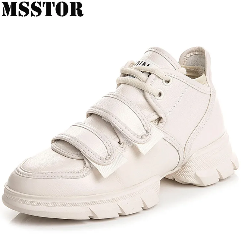 

MSSTOR Spring 2019 Casual Shoes Woman Brand Genuine Leather Skateboarding Sport Shoes For Women Walking Fashion Ladies Sneakers