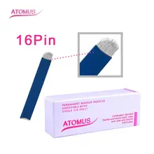 Фирма atomus, 50 шт в наборе, 16/18 шпильки Перманентная Татуировка игла для бровей microblades Перманентный Макияж игла для нанесения татуировки аксессуары