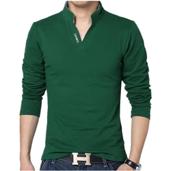 2022 New Fashion Cotton Polo Shirt Men Leisure Stand Collar Long Sleeve Mens V Neck POLO Shirts Big Size S-7XL Male T-shirt Top