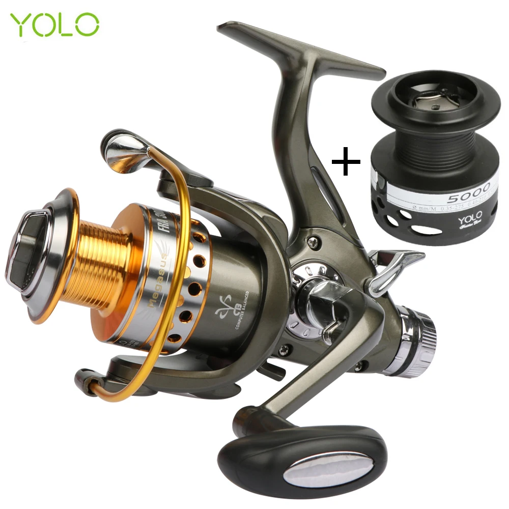 YOLO Double Brake System Spinning Fishing Reel 5.2:1 10BB Carp Feeder Fishing Wheel Size 3000 4000 5000 6000 Max Drag 20kg YOLO Double Brake System Spinning Fishing Reel 5.2:1 10BB Carp Feeder Fishing Wheel Size 3000 4000 5000 6000 Max Drag 20kg