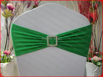 

Green Single Layer Spandex/Lycra/Expand Band/Covers With Square Diamond Buckle&Pin For Wedding Party Banquet Decorations