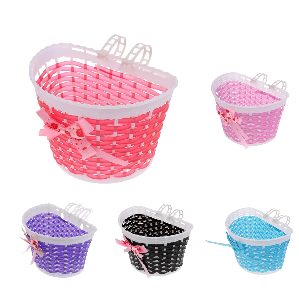 

Kids Girls Bike Pannier Bicycle Bowknot Front Basket Shopping Bag Detachable