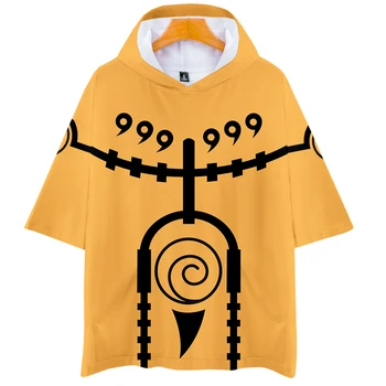 

Naruto clothes Uzumaki Naruto cos hot short-sleeved hooded T-shirt unisex couple love parent-child cosplay
