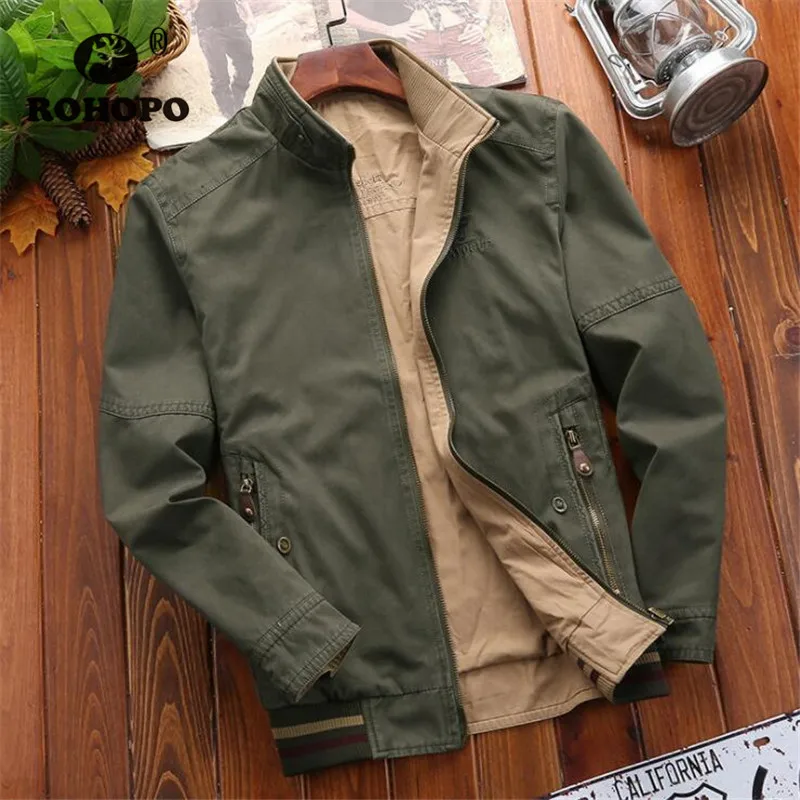 Thick Cotton Jacket Outwear 2019 Double Side Military Russian Male Cargo Jacket Mandarin Collar Military Overcoat Big Size 5XL