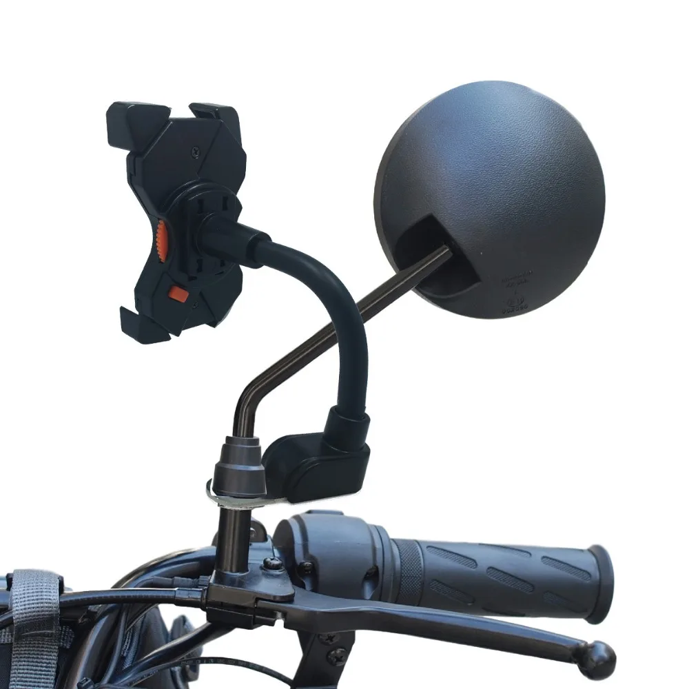 

Motorbike Motorcycle Scooter Mirror Rear View Mount w/ Universal Mobile Phone Grip Holder Cradle Stand for iPhone Xs Max XR GPS