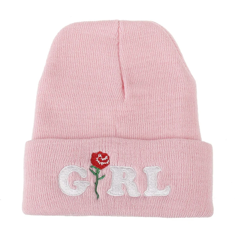 

Women Winter Warm Girls Hat Rose Floral Knitted Ski Crochet Slouch Hat Cap Beanie Hip-Hop Hat