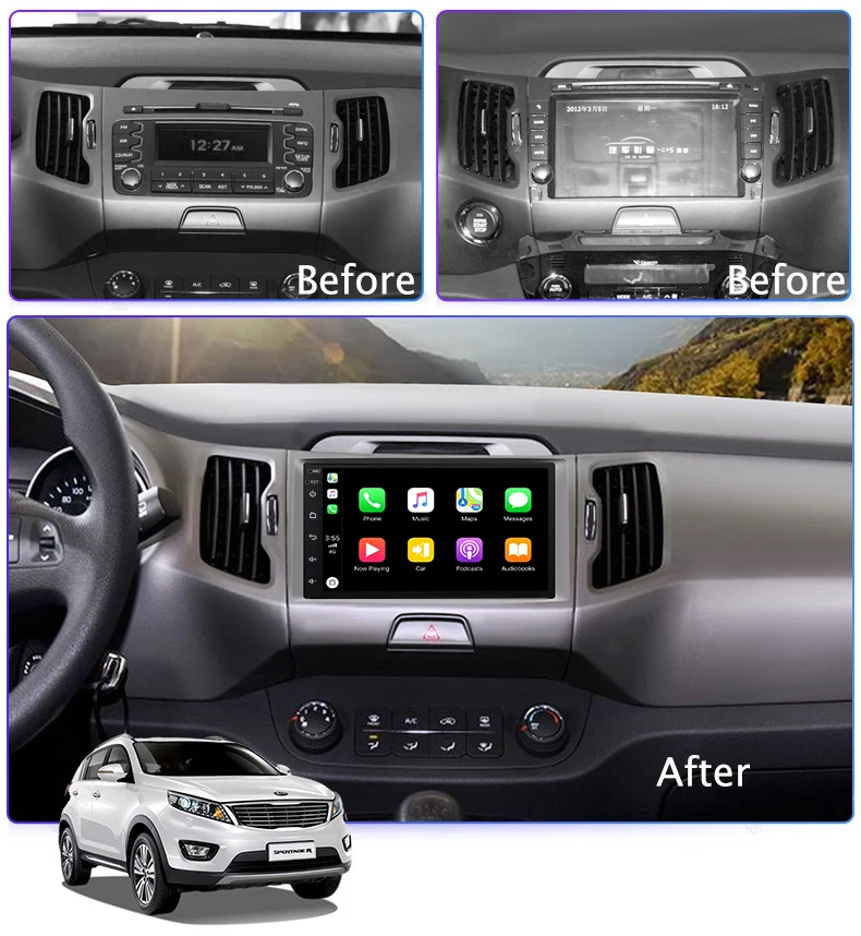 Clearance 9" Android 8.1 built-in carplay  Eight-Core 2G+32G car player for KIA Sportage R 2010-2016 GPS navigation Head Unit Radio audio 1
