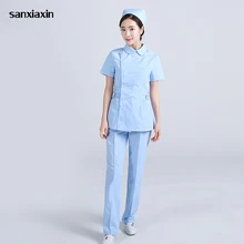 Медицинская форма медсестры лабораторный халат короткий рукав Спецодежда хирургическая униформа для салонов красоты аптека женские наборы скрабов