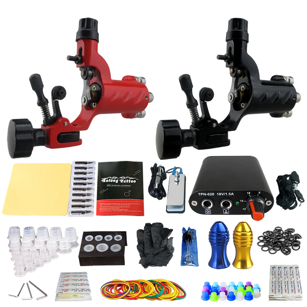 

Beginner Tattoo Kit 2 Pro Machine Guns Power Supply Needle Grips