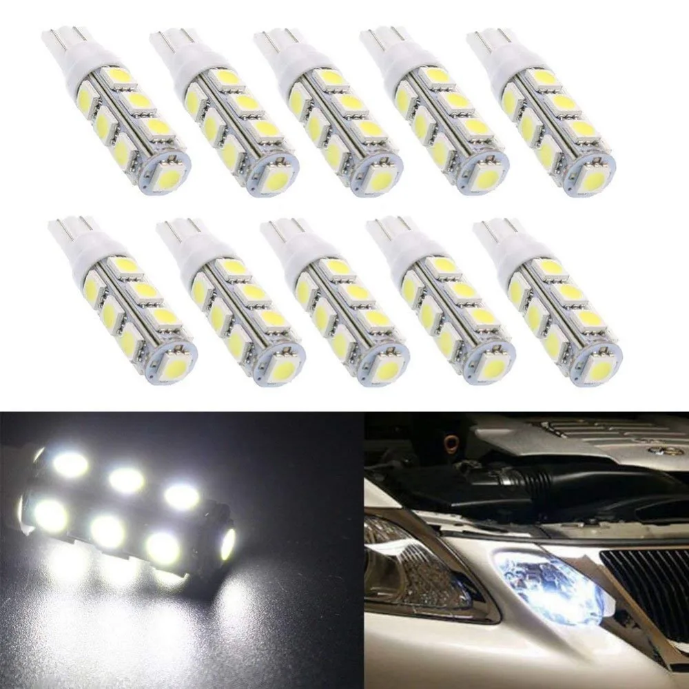 10Pcs White T10 13 SMD 5050 13LED 13Smd 194 168 192 Auto Car Side Turn Signal Light Bulb W5W LED Wedge Lamp DC 12V | Автомобили и