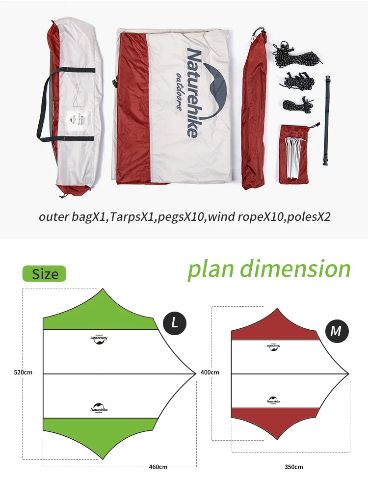 Naturehike открытый тент палатка Кемпинг большой беседка брезент беседка складной навес палатка для автомобиля солнцезащитный навес NH16T012-S