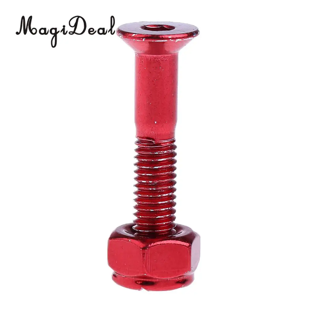 MagiDeal 8pcs Replacement Skateboard Truck Hardware Set Longboard Screws Bolts Red