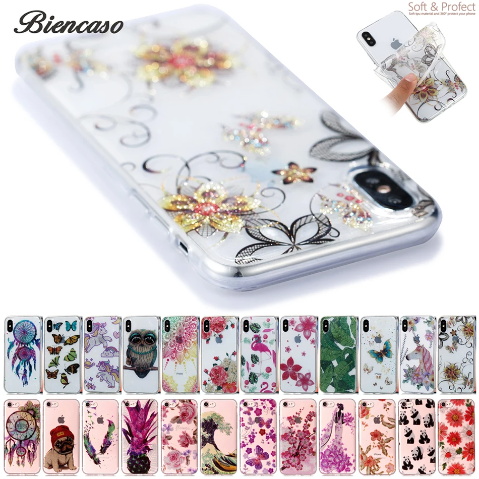 

Sequins Phone Case For iPhone 6S 7 8 Plus 5S SE Touch 5 6 Bling Flash Powder Soft TPU Cases Back Cover Coque For iPhone X B34