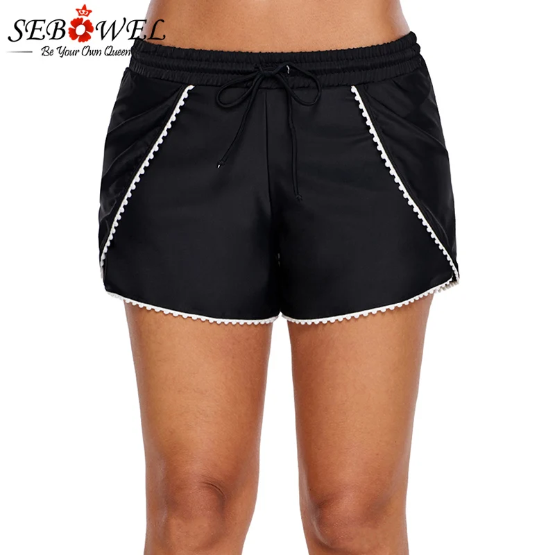 Scalloped-Trim-Flap-Cover-Black-Swim-Shorts-LC410840-2-31091 