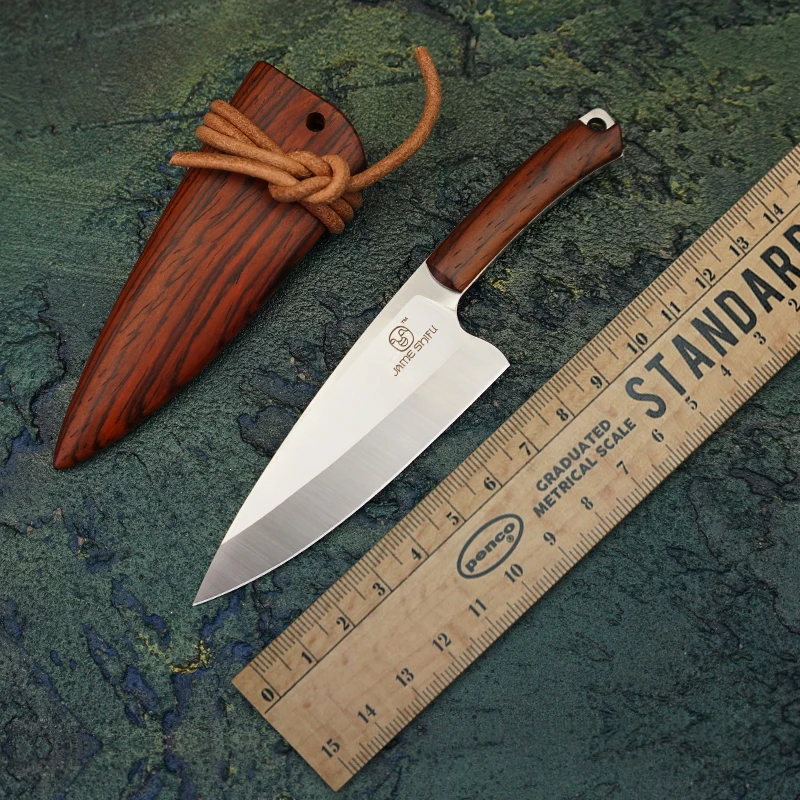 

Manual mini chef knife niudao shantwick 12C27N steel fixed blade outdoor camping EDC tool with sheath portable peeler