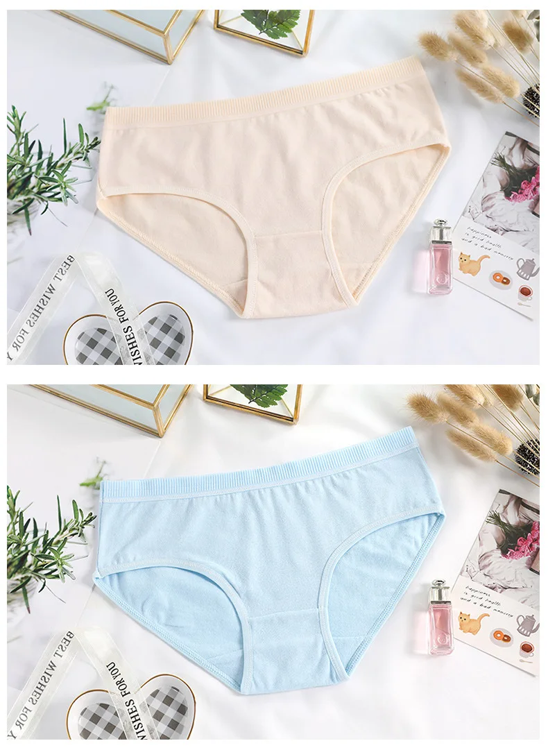 Free shipping 5pcs/lot women's underwear cotton breathable solid color large size cotton briefs lady panties girl AMA002